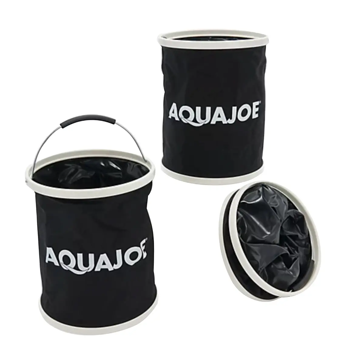 Aqua Joe Aj-Fb3-Blk Portable Folding Buckets | Set Of 3 | 3.4 Gallon (Black) 1