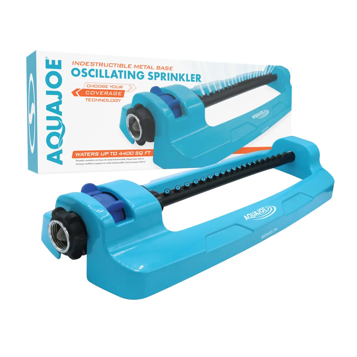 Aqua Joe Sji-Oms20 Indestructible Jumbo Metal Base Oscillating Sprinkler | 4,400 Sq. Ft. Max Coverage 2