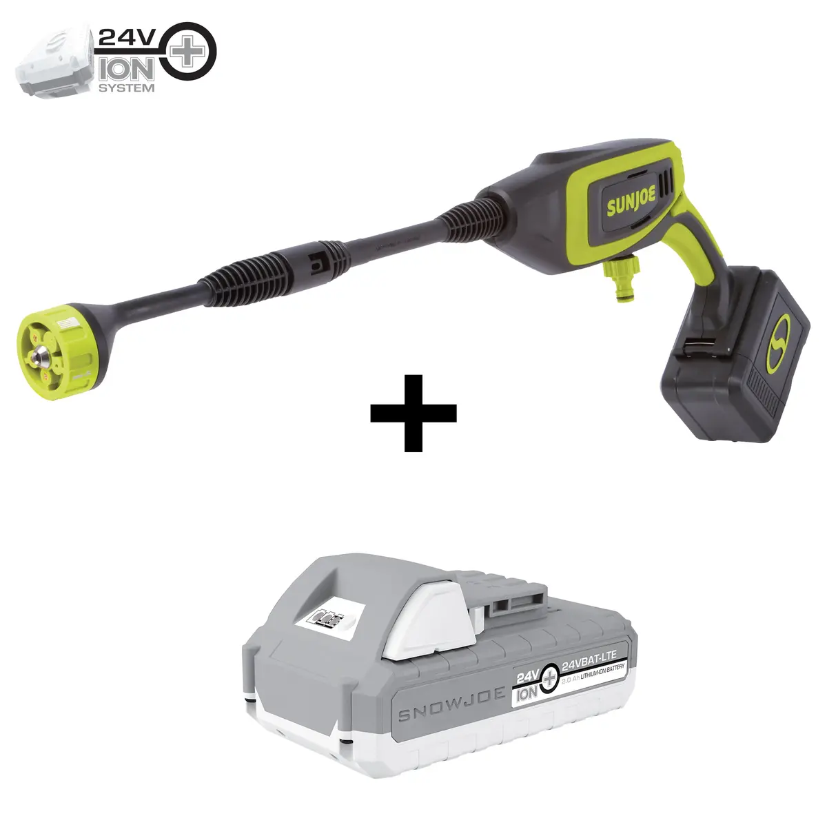 Sun Joe 24V-Pp350-Lte 24-Volt* Ionmax Power Cleaner Kit | W/ 2.0-Ah Battery + Charger, Water Siphon Hose, Utility Brush, And More | Portable Cleaning On-The-Go | 5-In-1 Twist Nozzle 1