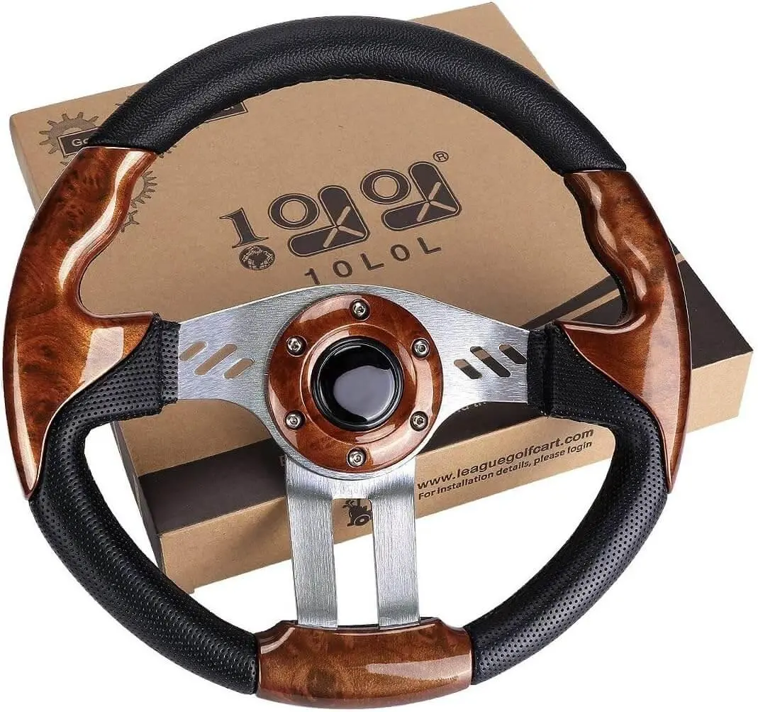 12.5 Inch Wooden Golf Cart Steering Wheel Universally For Most Models - 10L0l 2