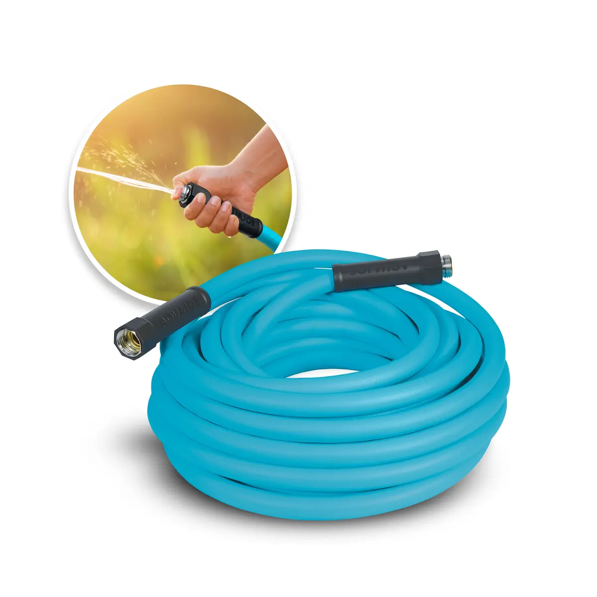 Aqua Joe Ajpgh50-Pro Hybridflex Professional-Grade Kink-Free Abrasion-Resistant Hybrid Polymer Garden Hose | 50-Ft | 5/8-Inch | W/ Dual Swivel Grenade Grips | 500-Psi Burst | Bpa/Phthalate/Lead-Free Ratings 1