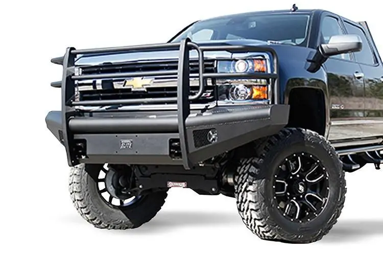 Fab Fours Ch14-Q3060-1 Chevy Silverado 2500/3500 2015-2019 Black Steel Elite Front Bumper Full Guard With Tow Hooks 1