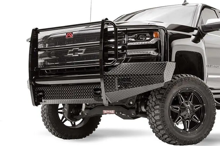 Fab Fours Cs16-K3860-1 Chevy Silverado 1500 2016-2018 Black Steel Front Bumper Full Guard With Tow Hooks 1