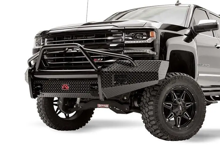 Fab Fours Cs16-K3862-1 Chevy Silverado 1500 2016-2018 Black Steel Front Bumper Pre-Runner Guard With Tow Hooks 1