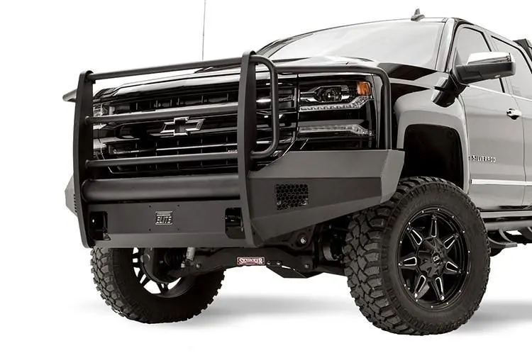 Fab Fours Cs16-R3860-1 Chevy Silverado 1500 2016-2018 Black Steel Elite Front Bumper Full Guard With Tow Hooks 1