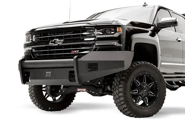 Fab Fours Cs16-R3861-1 Chevy Silverado 1500 2016-2018 Black Steel Elite Front Bumper No Guard With Tow Hooks 1