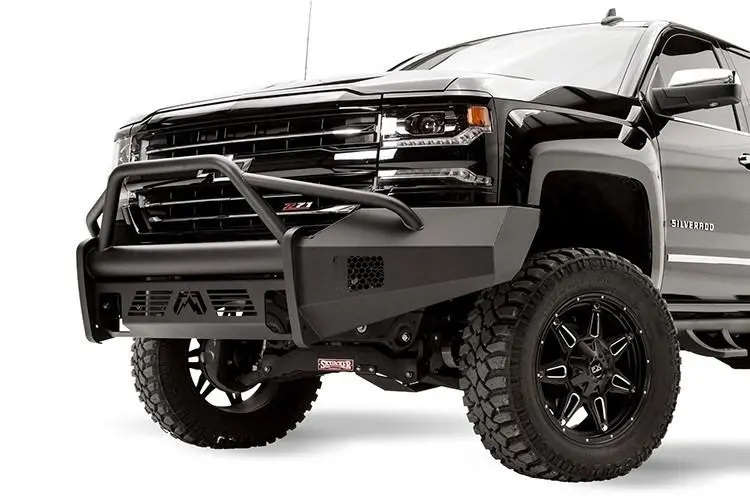 Fab Fours Cs16-R3862-1 Chevy Silverado 1500 2016-2018 Black Steel Elite Front Bumper Pre-Runner Guard With Tow Hooks 1