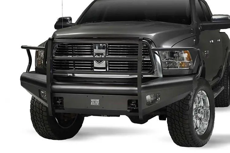 Fab Fours Dr10-Q2960-1 Dodge Ram 2500/3500 2010-2018 Black Steel Elite Front Bumper Full Guard With Tow Hooks 1