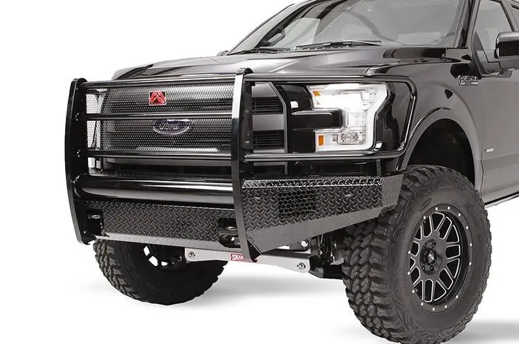 Fab Fours Ff15-K3250-1 Ford F150 2015-2017 Black Steel Front Bumper Full Guard With Tow Hooks 1