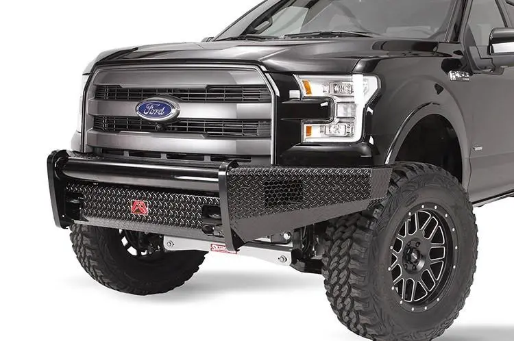 Fab Fours Ff15-K3251-1 Ford F150 2015-2017 Black Steel Front Bumper No Guard With Tow Hooks 1