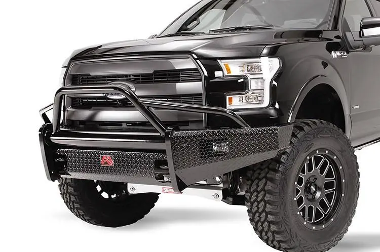 Fab Fours Ff15-K3252-1 Ford F150 2015-2017 Black Steel Front Bumper Pre-Runner Guard With Tow Hooks 1
