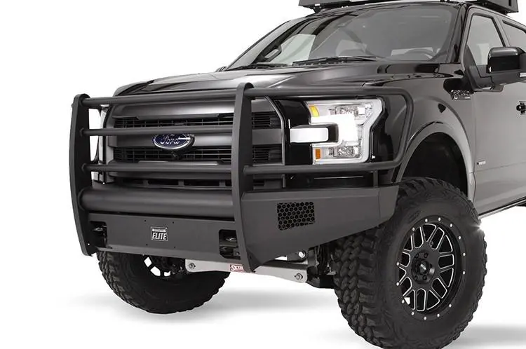 Fab Fours Ff15-R3250-1 Ford F150 2015-2017 Black Steel Elite Front Bumper Full Guard With Tow Hooks 1