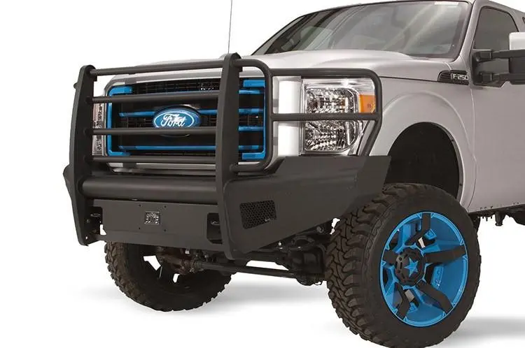 Fab Fours Fs11-Q2560-1 Ford F450/F550 Superduty 2011-2016 Black Steel Elite Front Bumper Full Guard With Tow Hooks 1