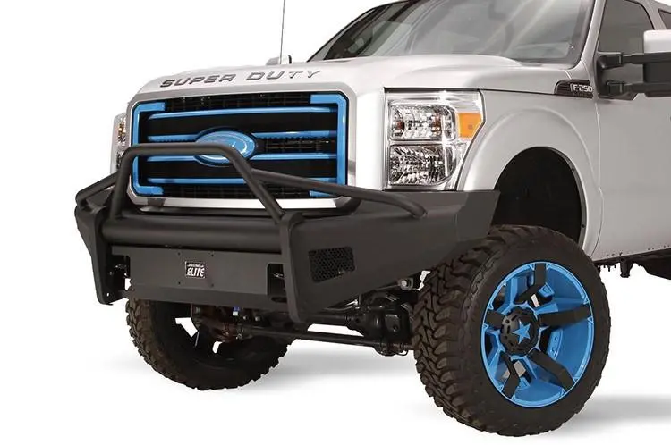 Fab Fours Fs11-Q2562-1 Ford F450/F550 Superduty 2011-2016 Black Steel Elite Front Bumper Pre-Runner Guard With Tow Hooks 1