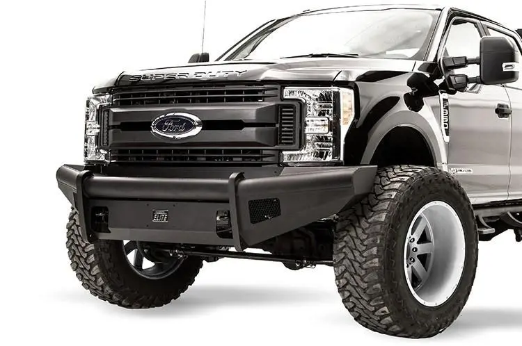 Fab Fours Fs17-Q4161-1 Ford F450/F550 Superduty 2017-2022 Black Steel Elite Front Bumper No Guard With Tow Hooks 1