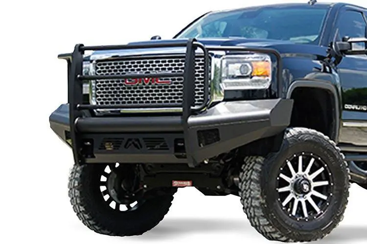 Fab Fours Gm14-Q3160-1 Gmc Sierra 2500/3500 2015-2019 Black Steel Elite Front Bumper Full Guard With Tow Hooks 1