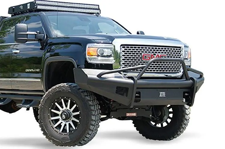 Fab Fours Gm14-Q3162-1 Gmc Sierra 2500/3500 2015-2019 Black Steel Elite Front Bumper Pre-Runner Guard With Tow Hooks 1