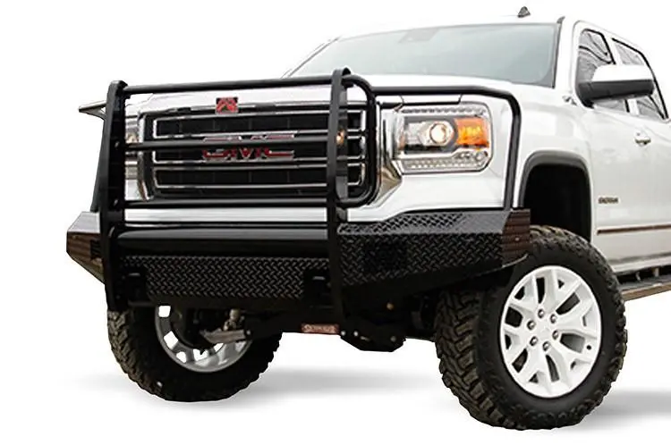 Fab Fours Gs14-K3160-1 Gmc Sierra 1500 2014-2015 Black Steel Front Bumper Full Guard With Tow Hooks 1