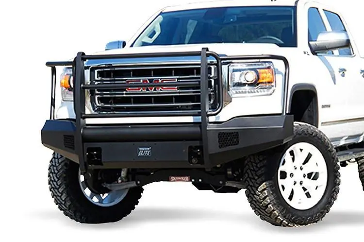 Fab Fours Gs14-R3160-1 Gmc Sierra 1500 2014-2015 Black Steel Elite Front Bumper Full Guard With Tow Hooks 1