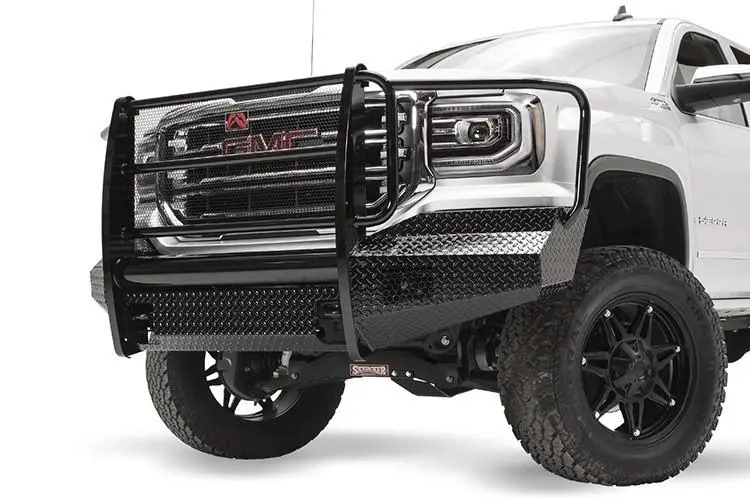 Fab Fours Gs16-K3960-1 Gmc Sierra 1500 2016-2018 Black Steel Front Bumper Full Guard With Tow Hooks 1