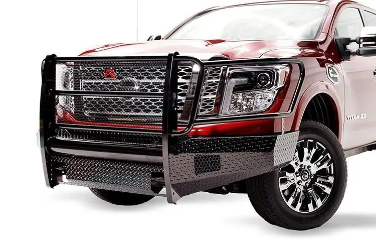 Fab Fours Nt16-K3760-1 Nissan Titan Xd 2016-2024 Black Steel Front Bumper Full Guard With Tow Hooks 2