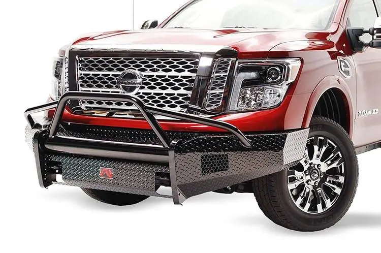 Fab Fours Nt16-K3762-1 Nissan Titan Xd 2016-2024 Black Steel Front Bumper Pre-Runner Guard With Tow Hooks 1