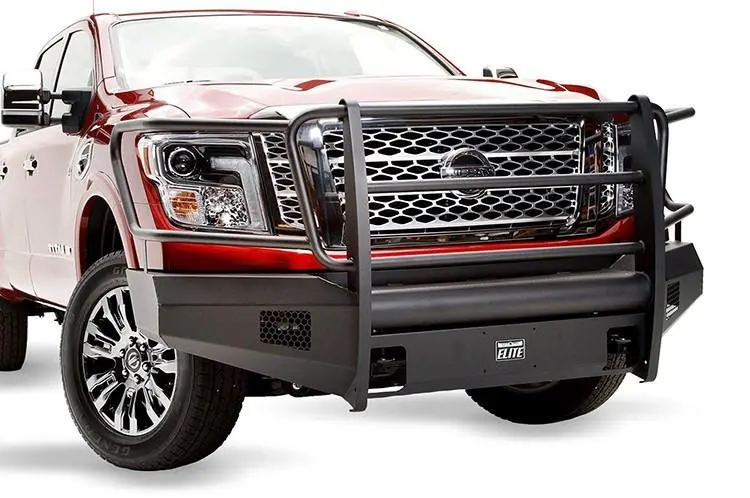 Fab Fours Nt16-R3760-1 Nissan Titan Xd 2016-2024 Black Steel Elite Front Bumper With Full Guard 1