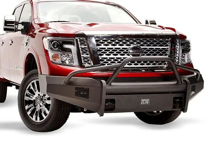 Fab Fours Nt16-R3762-1 Nissan Titan Xd 2016-2024 Black Steel Elite Front Bumper With Pre-Runner Guard 1