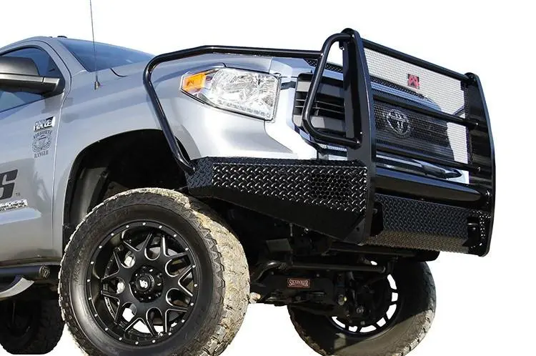 Fab Fours Tt07-K1860-1 Toyota Tundra 2007-2013 Black Steel Front Bumper Full Guard With Tow Hooks 1