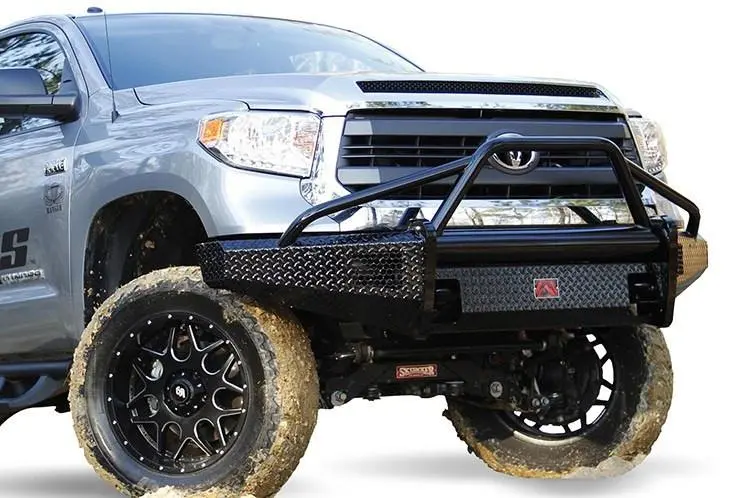 Fab Fours Tt07-K1862-1 Toyota Tundra 2007-2013 Black Steel Front Bumper Pre-Runner Guard With Tow Hooks 1