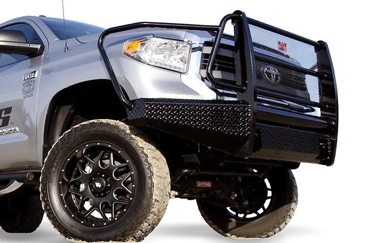 Fab Fours Tt14-K2860-1 Toyota Tundra 2014-2021 Black Steel Front Bumper Full Guard With Tow Hooks 1