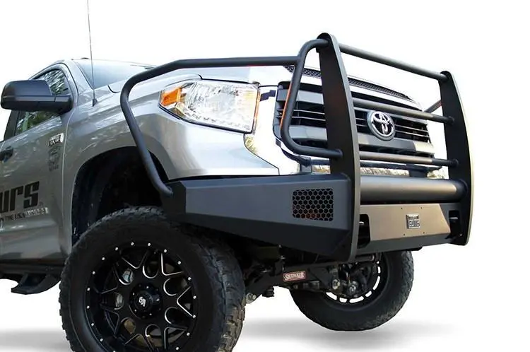 Fab Fours Tt14-R2860-1 Toyota Tundra 2014-2021 Black Steel Elite Front Bumper With Full Guard 1