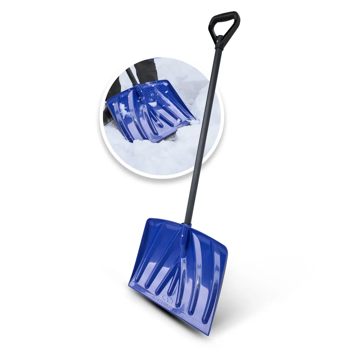 Snow Joe Snj18pm 18-Inch Poly Blade Snow Shovel | W/ Steel Ribbed Shaft & D-Grip Handle | 48-In Handle | Retail Ready (Blue) 1