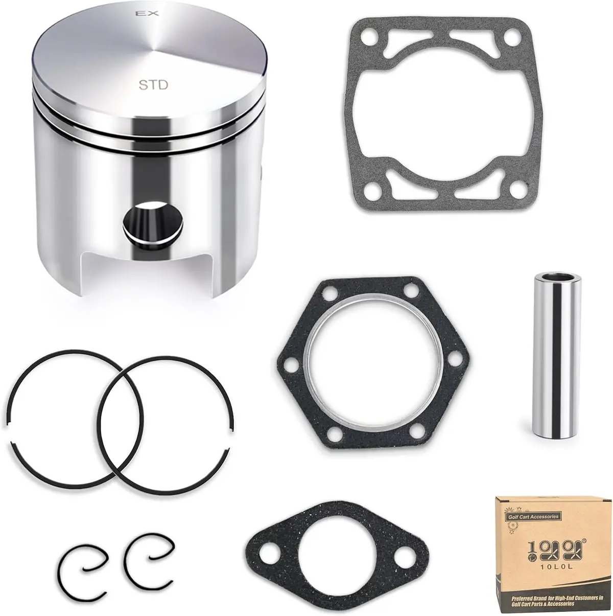 Golf Cart Piston Rings & Gasket Kit For Ezgo 2 Cycle Gas 1976-1988 - 10L0l 1