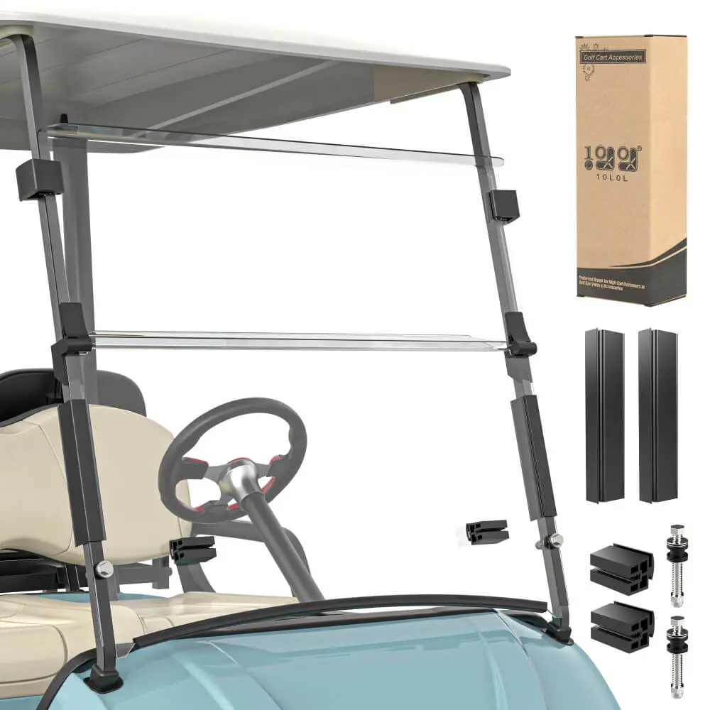 10L0l Golf Cart Windshield For Yamaha Drive 2 (2017-Up) – Clear & Tinted Folding 1