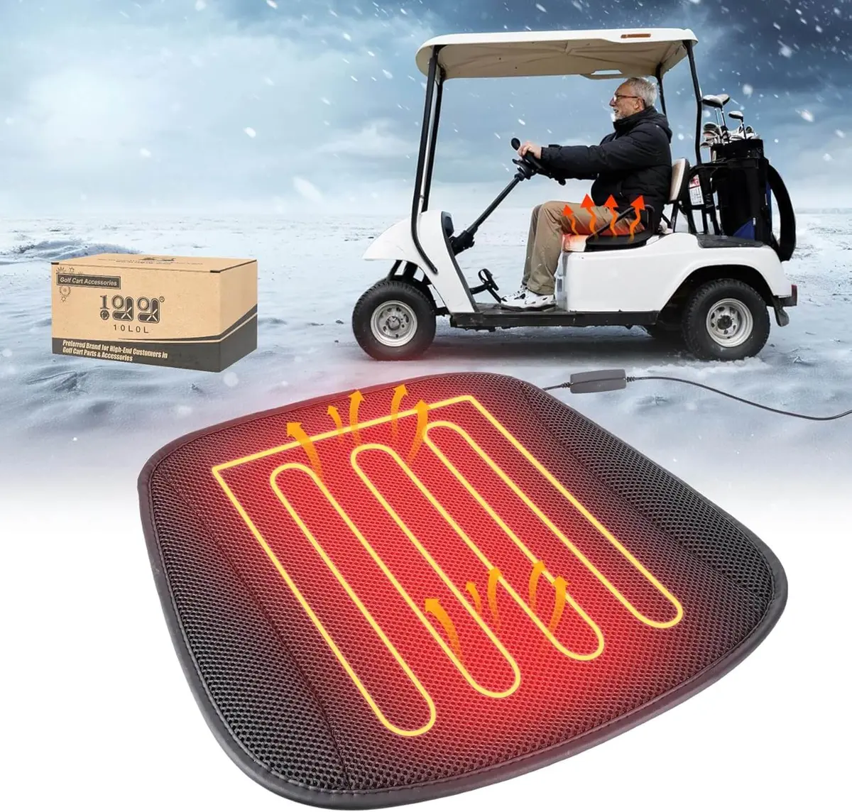Golf Cart Heated Seat Cushion For Yamaha Ezgo Club Car - 10L0l 1