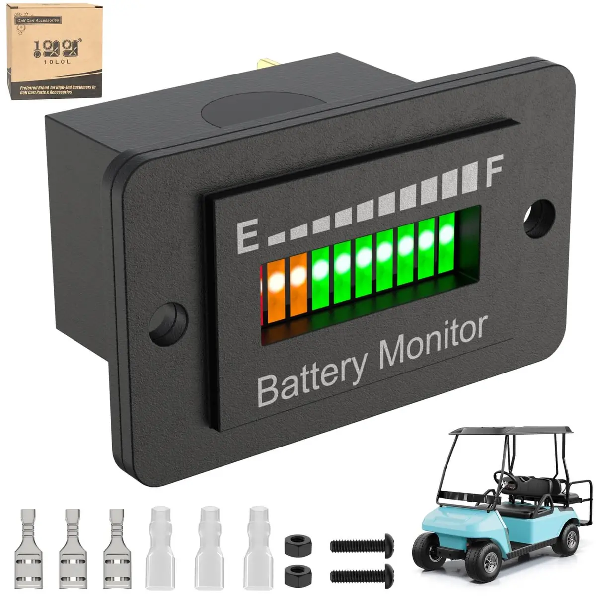 10L0l Golf Cart Battery Gauge – Accurate, Waterproof & Multi-Voltage Led Indicator 1