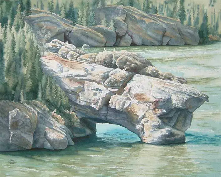 Carved By The Yukon, 17 X 22", Watercolour Framed With Glass. (Sold) 1