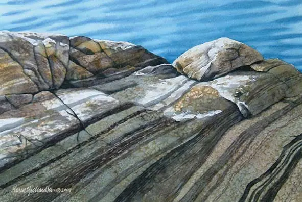 Georgian Bay Shadowplay, 7 X 10", Watercolour Framed With Glass (Sold) 1