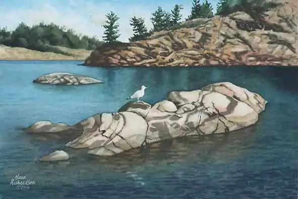 Rocky Perch, 7 X 10", Watercolour Framed With Glass (Sold) 1