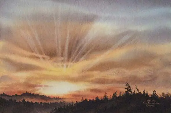 That Evening Glow, 7 X 10", Watercolour Framed With Glass (Sold) 1