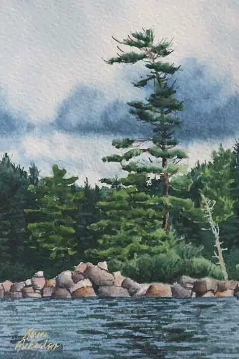 Northern Shore, 6 X 4", Watercolour Framed With Glass (Sold) 1
