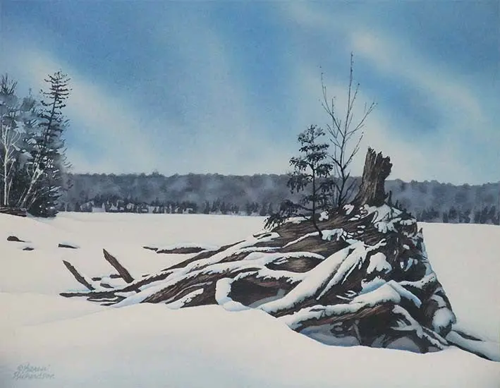 Winter On Lake Kashwakamak, Watercolour On Panel, 11 X 14" (Sold) 1