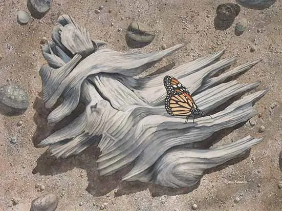 Monarch Adrift, Watercolour On Panel, 18 X 24" (Sold) 1