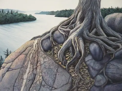 Holding On, Watercolour On Panel, 18 X 24" (Sold) 1