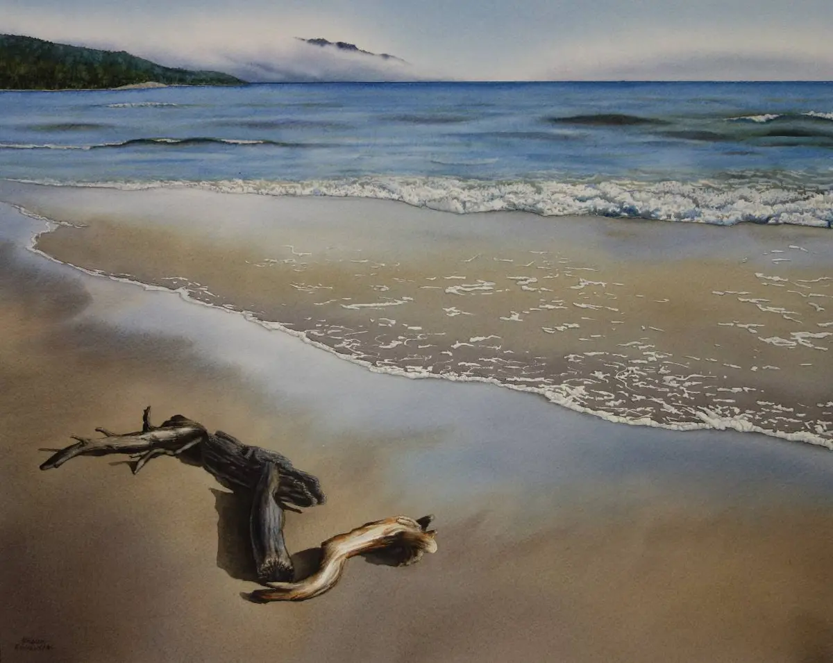 Lapping Waters, Watercolour On Panel, 16 X 20" 1