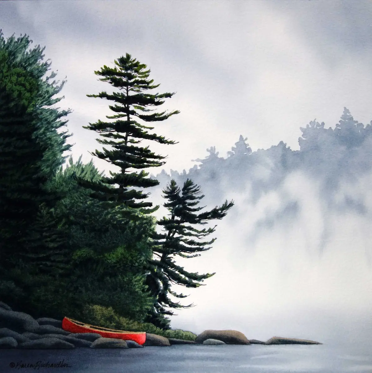 Morning Mystery, Watercolour On Panel, 12 X 12" (Sold) 1