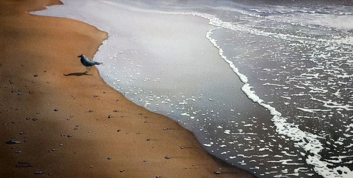 You Can't Catch Me, Watercolour On Panel, 12 X 24" (Sold) 1