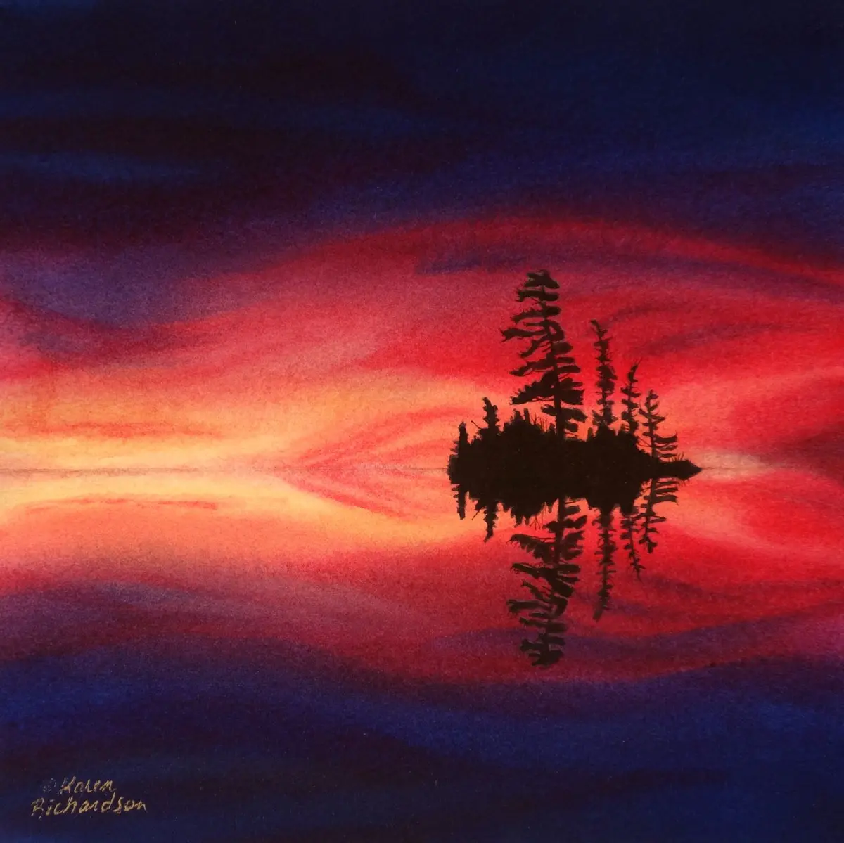 Dreams Of Dragon's Fire, Watercolour On Panel, 8 X 8" (Sold) 1