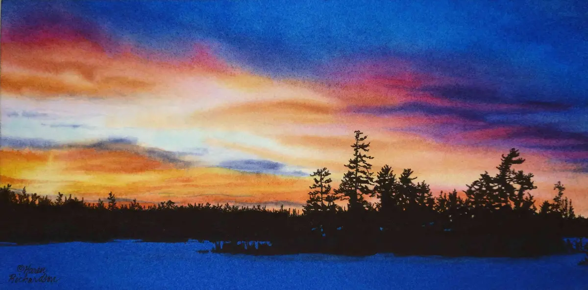 Exit Light, Enter Night, Watercolour On Panel, 6 X 12" (Sold) 1